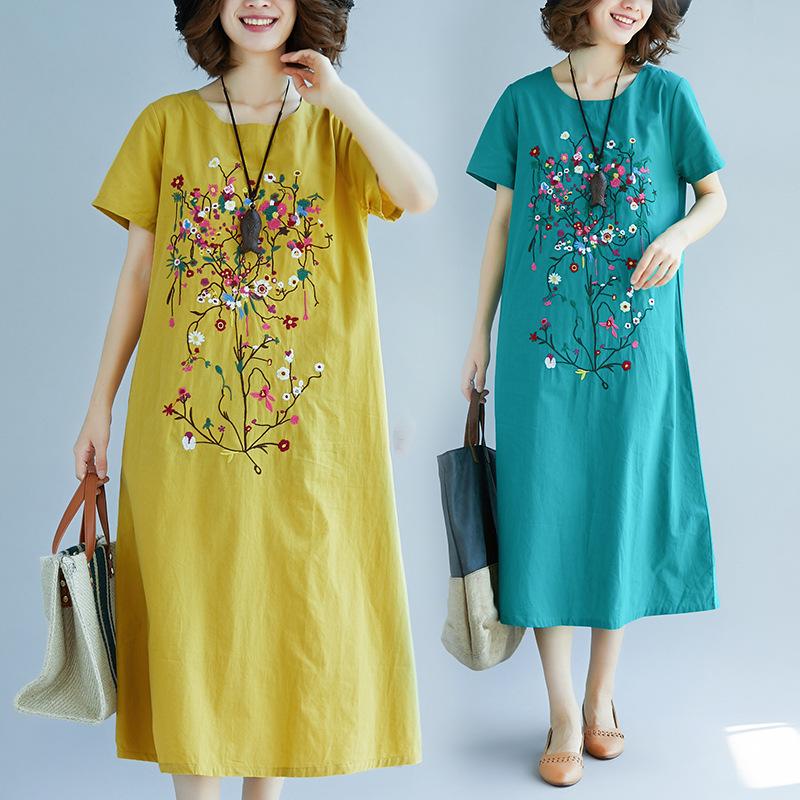 Summer Ethnic Embroidered Cotton Linen Dress Women s Vintage Loose Casual Short Sleeve Midi Dresses XXL жовтий
Summer Ethnic Embroidered Cotton Linen Dress Women s Vintage Loose Casual Short Sleeve Midi Dresses XXL жовтий