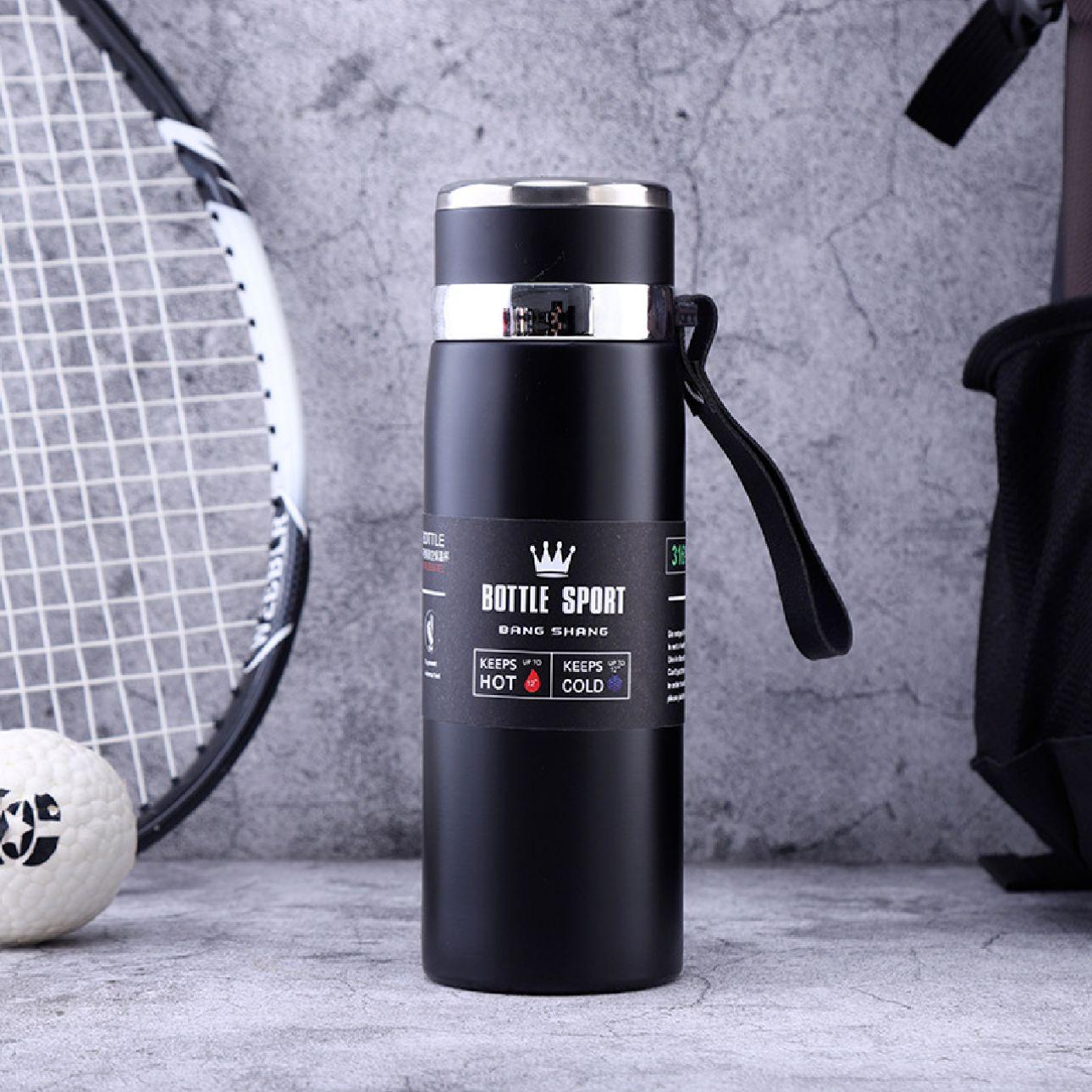 Бизнес-чашка из нержавеющей стали 316 с подвесной веревкой, портативная спортивная бутылка для улицы, большая емкость с ручкой, чашка-термос 1000ML