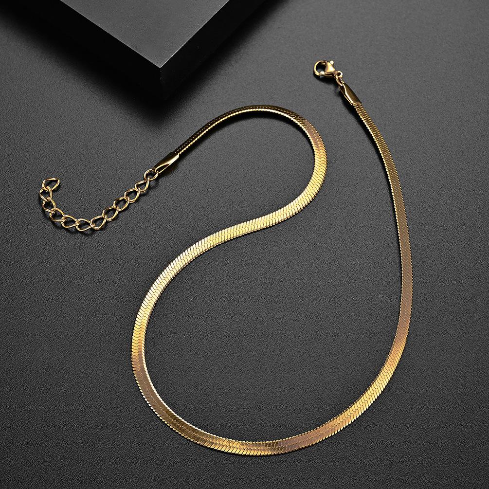 European and American Trendy Clothing, Unisex Explosive Flat Snake Bone Necklace Mens and Womens Collarbone Single Chain
European and American Trendy Clothing, Unisex Explosive Flat Snake Bone Necklace Mens and Womens Collarbone Single Chain