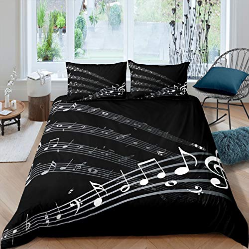 Musical Note Bedding Set Staff Pattern Comforter Cover for Adult Music Themed Black and White Duvet Cover 3Pcs with 2 Pillowcase EU Single(135x200cm)
Musical Note Bedding Set Staff Pattern Comforter Cover for Adult Music Themed Black and White Duvet Cover 3Pcs with 2 Pillowcase EU Single(135x200cm)