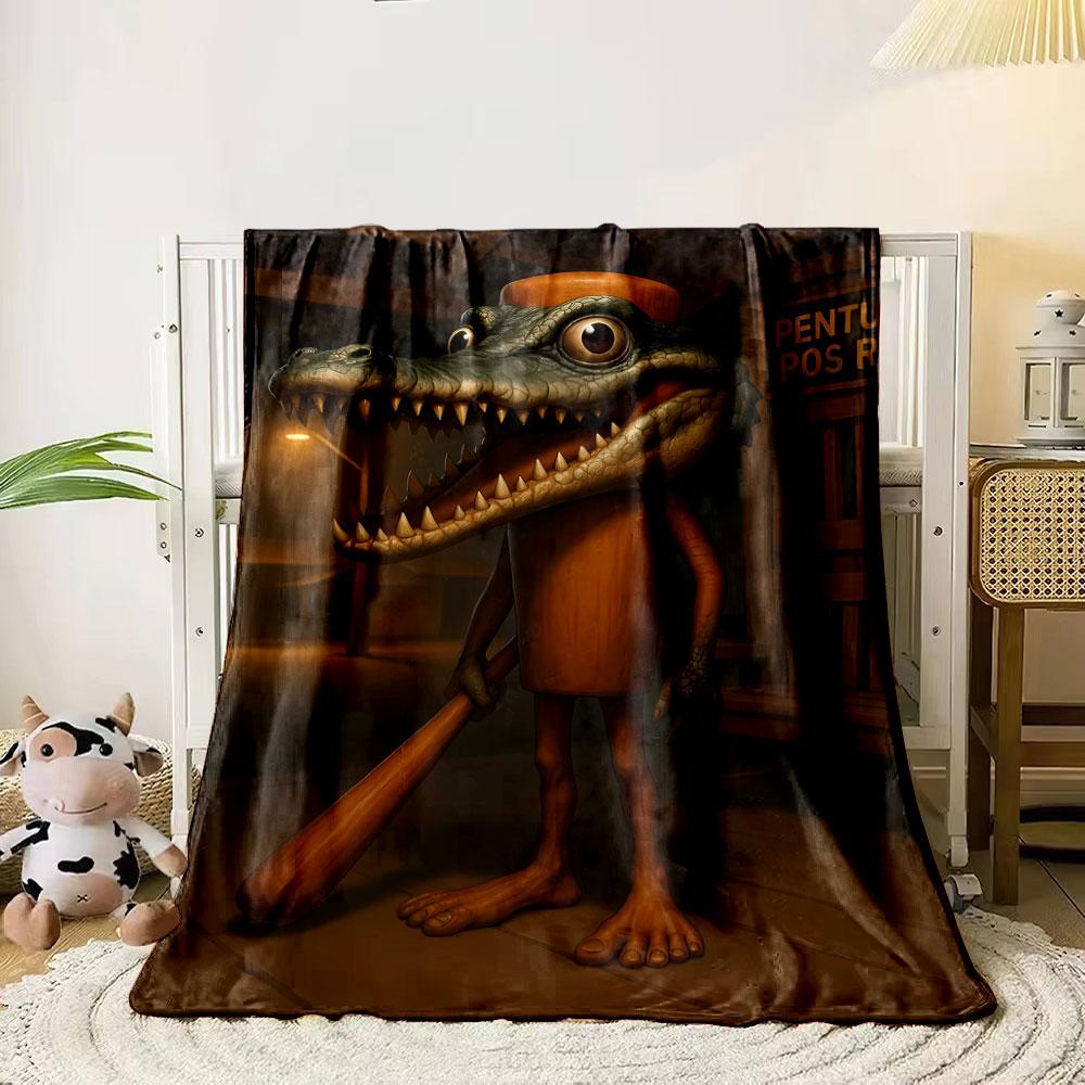 Creature with a crocodile head, wooden body, humanoid limbs, and a bat. for all seasons blanket lunch break throw gift 80cm x 120cm
Creature with a crocodile head, wooden body, humanoid limbs, and a bat. for all seasons blanket lunch break throw gift 80cm x 120cm