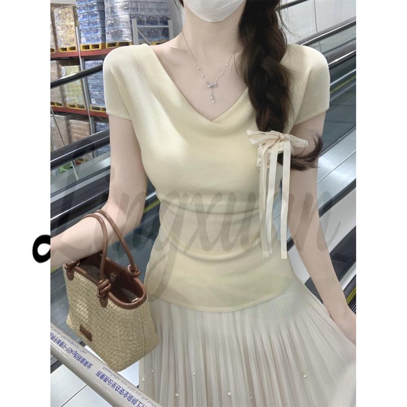 Spring/Summer Korean Style Off-Shoulder Tencel Lightweight Knitted Slim Fit Short-Sleeve Top One Size жовтий
Spring/Summer Korean Style Off-Shoulder Tencel Lightweight Knitted Slim Fit Short-Sleeve Top One Size жовтий