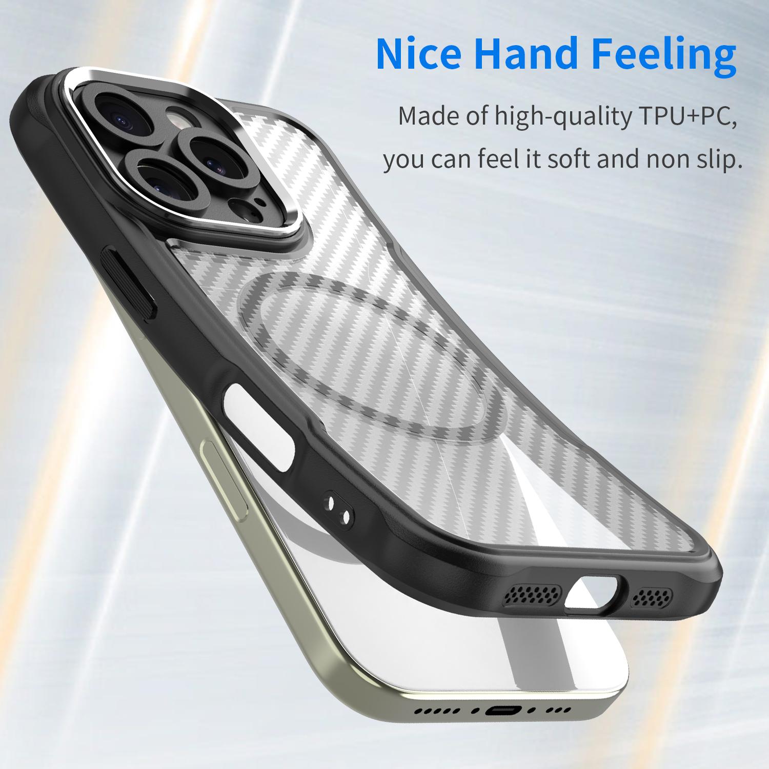 For iPhone 16 Pro Magnetic Case Carbon Fiber Texture Translucent TPU+PC Phone Cover Black
For iPhone 16 Pro Magnetic Case Carbon Fiber Texture Translucent TPU+PC Phone Cover Black