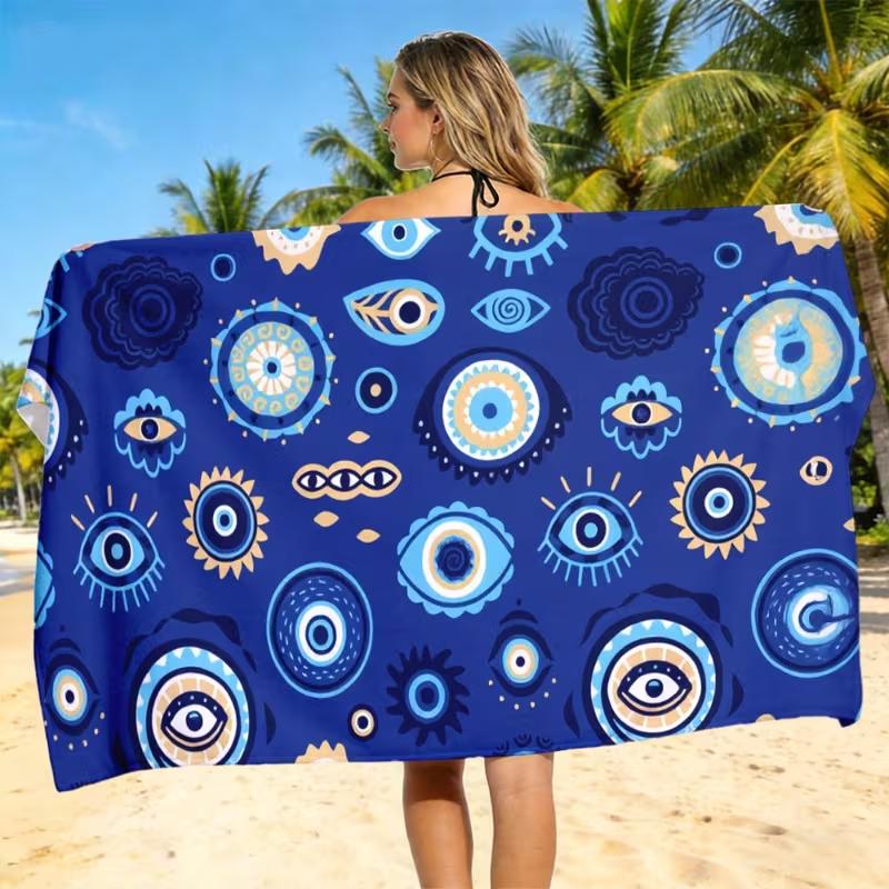 Summer Boho Eye Print Beach Towel Vintage Blue Ethnic Eye Print Soft Absorbent Quick Dry Towel for Beach Travel Daily W40*H60(CM)
Summer Boho Eye Print Beach Towel Vintage Blue Ethnic Eye Print Soft Absorbent Quick Dry Towel for Beach Travel Daily W40*H60(CM)