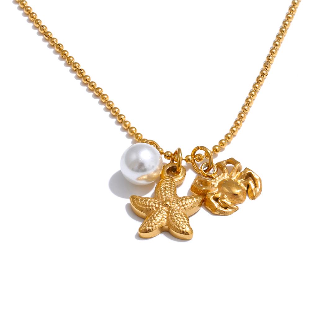 Yhpup Ocean Style Summer Pearl Starfish Crab Necklace Pendant Stainless Steel Gold PVD Plated Holiday Fashion Jewelry for Women
Yhpup Ocean Style Summer Pearl Starfish Crab Necklace Pendant Stainless Steel Gold PVD Plated Holiday Fashion Jewelry for Women
