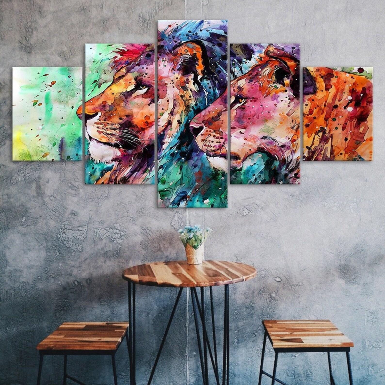 Abstract Lion Couple Animal Painting 5 Piece Five Panel Canvas Print Modern Wall Art Poster Home Decor For Him For Her Gift 20X35 20X45 20X55CM
Abstract Lion Couple Animal Painting 5 Piece Five Panel Canvas Print Modern Wall Art Poster Home Decor For Him For Her Gift 20X35 20X45 20X55CM