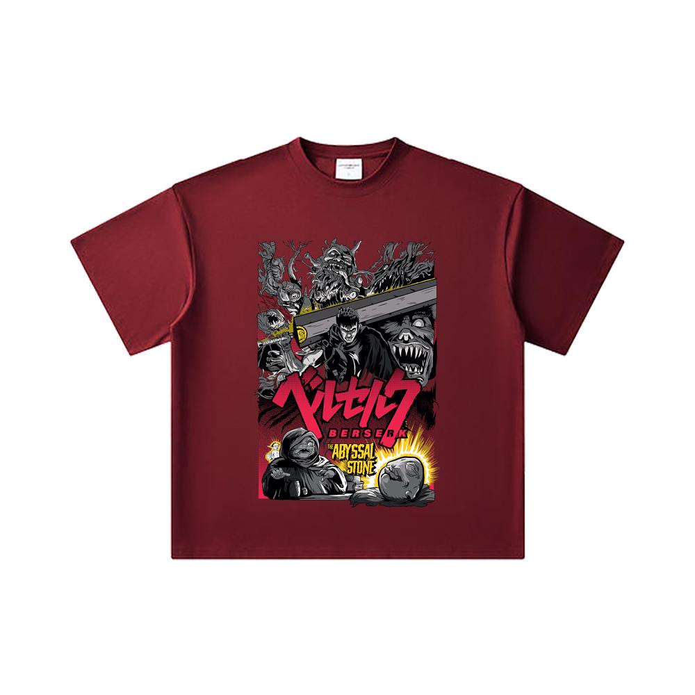 260 GSM Double Yarn 32 Count 100% Cotton Berserk V3 Abyssal Stone Print Unisex Heavy Cotton T Shirt 2XL вина червоного кольору
260 GSM Double Yarn 32 Count 100% Cotton Berserk V3 Abyssal Stone Print Unisex Heavy Cotton T Shirt 2XL вина червоного кольору