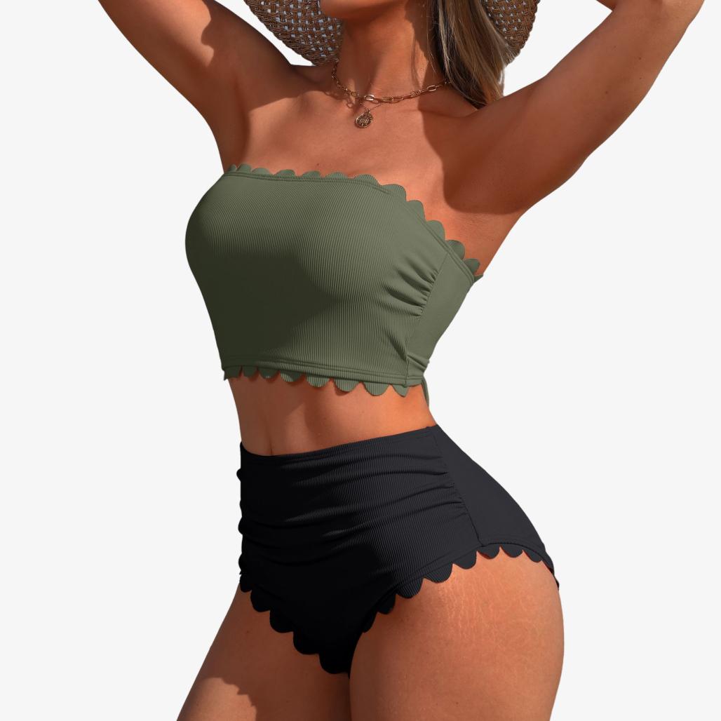Charmleaks Strapless High Waisted Bikini Sets for Women Tummy Control Scallop Ribbed Bandeau Swimsuit Lace up Bathing Suits M різнокольоровий
Charmleaks Strapless High Waisted Bikini Sets for Women Tummy Control Scallop Ribbed Bandeau Swimsuit Lace up Bathing Suits M різнокольоровий
