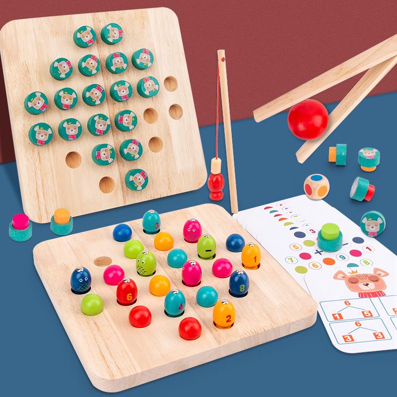 Children s 4-in-1 Fishing, Beads, Memory, and Chess Hand-Eye Coordination Wooden Toy
Children s 4-in-1 Fishing, Beads, Memory, and Chess Hand-Eye Coordination Wooden Toy