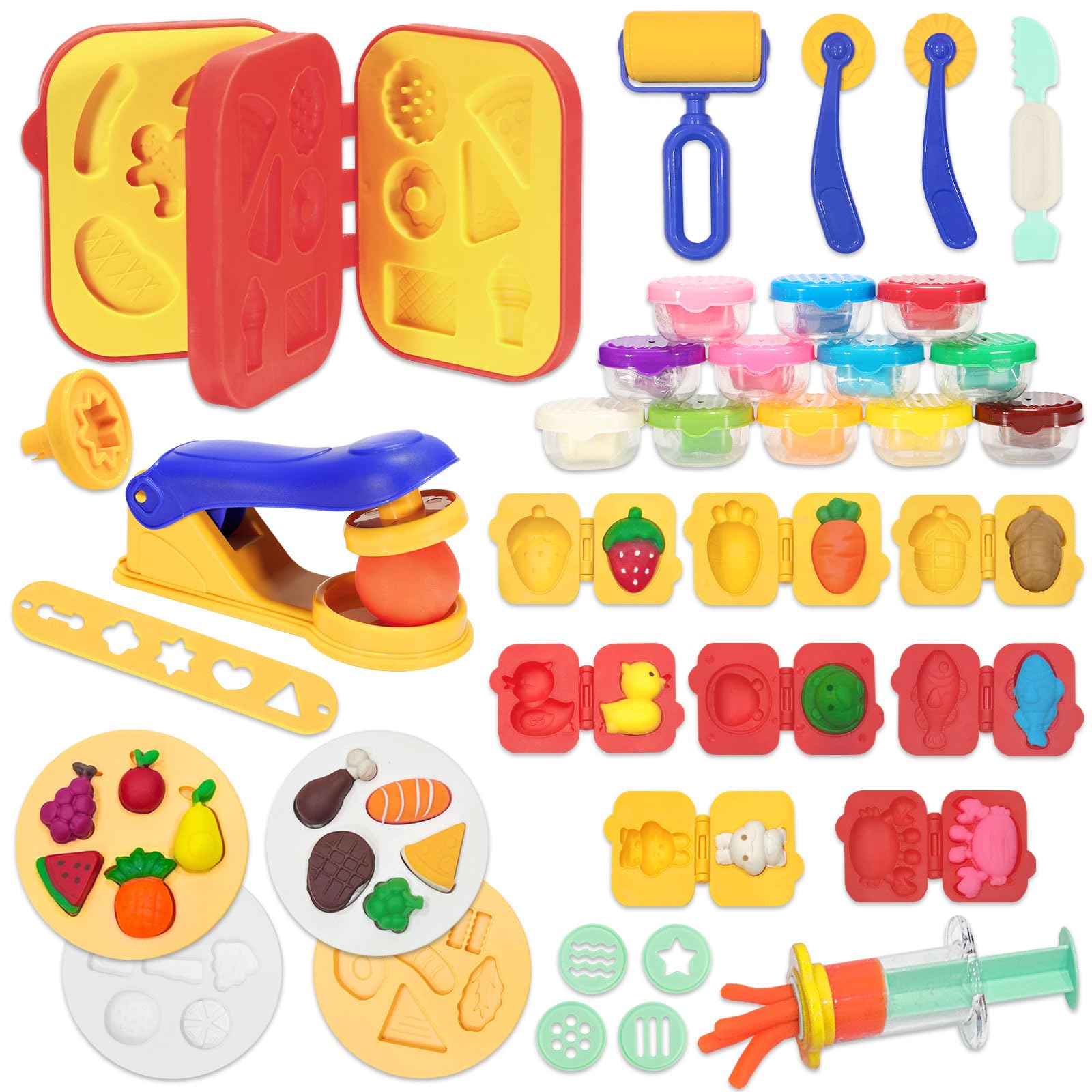 VBACALA Clay Wheat Clay 12 Color Set Noodle Maker Mold Press Roller Clay Tools Clay Play Kitchen Food Toy Pretend Play Christmas Gift 39PCS
VBACALA Clay Wheat Clay 12 Color Set Noodle Maker Mold Press Roller Clay Tools Clay Play Kitchen Food Toy Pretend Play Christmas Gift 39PCS