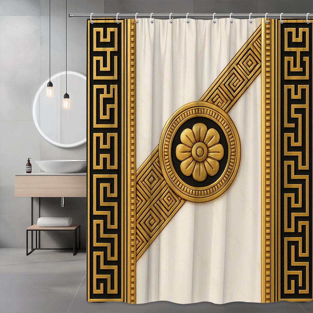 Greek Key Pattern Shower Curtain Gold And Black Ancient Design Classical Architecture Style Decor Waterproof Simple Installation W60H190(CM)-1 Pcs
Greek Key Pattern Shower Curtain Gold And Black Ancient Design Classical Architecture Style Decor Waterproof Simple Installation W60H190(CM)-1 Pcs