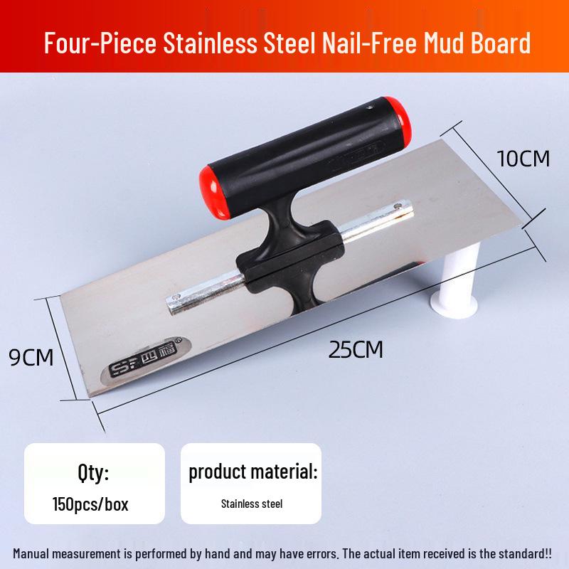 25cm Stainless Steel Nail-Free Mud Trowel with Wooden Handle
25cm Stainless Steel Nail-Free Mud Trowel with Wooden Handle