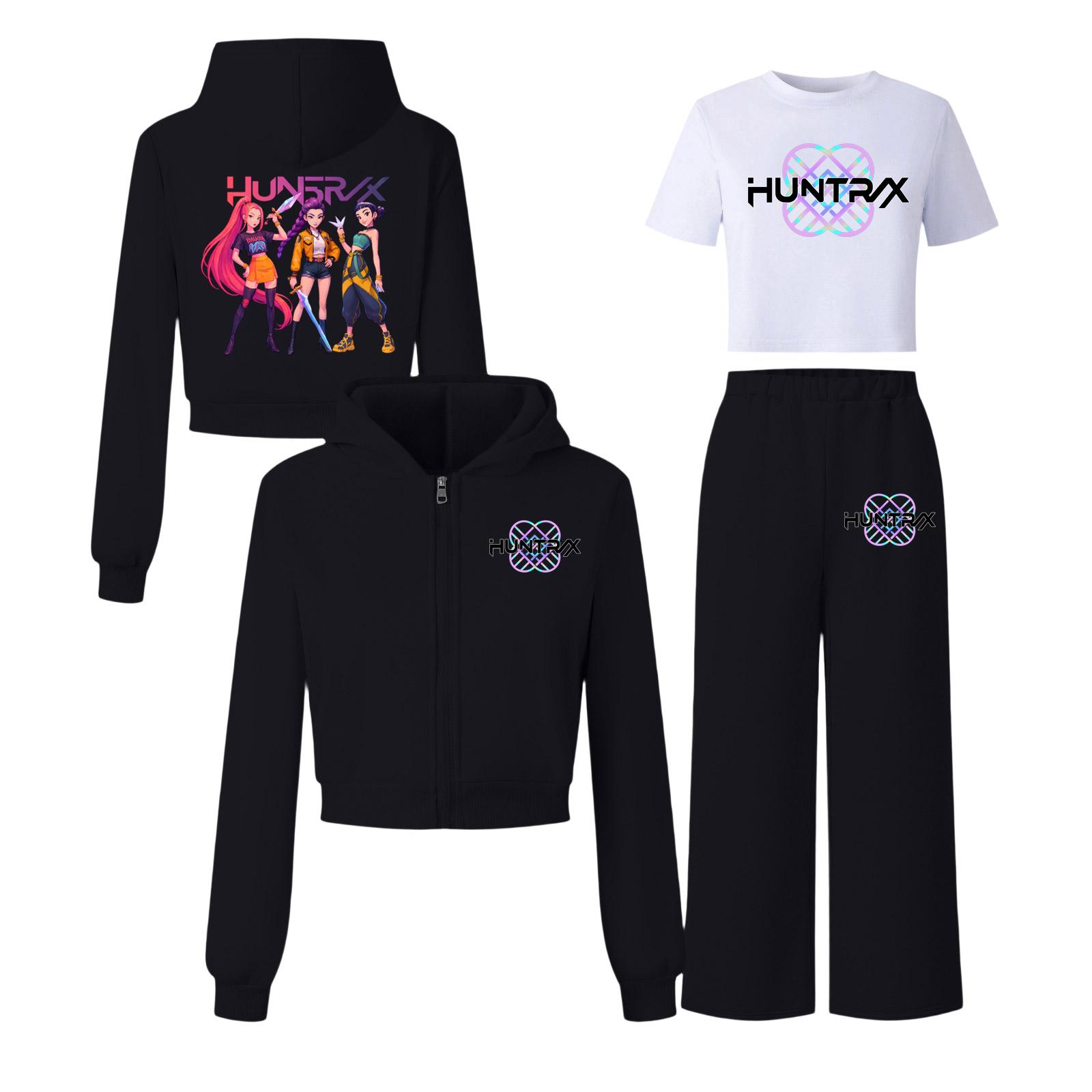 Kids Three Piece Outfit Set Including Long Sleeve Zip Up Hoodie Graphic Crop Top and Wide Leg Pants Suitable for Casual Wear 120 чёрный
Kids Three Piece Outfit Set Including Long Sleeve Zip Up Hoodie Graphic Crop Top and Wide Leg Pants Suitable for Casual Wear 120 чёрный