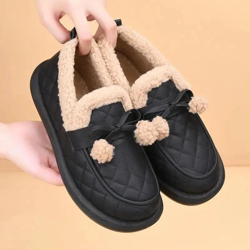 Women s Winter Thickened Fleece Lined Bean Shoes with Bow Knot Fashionable Fur Waterproof Rubber Sole Round Toe Flat Shoes 41
Women s Winter Thickened Fleece Lined Bean Shoes with Bow Knot Fashionable Fur Waterproof Rubber Sole Round Toe Flat Shoes 41