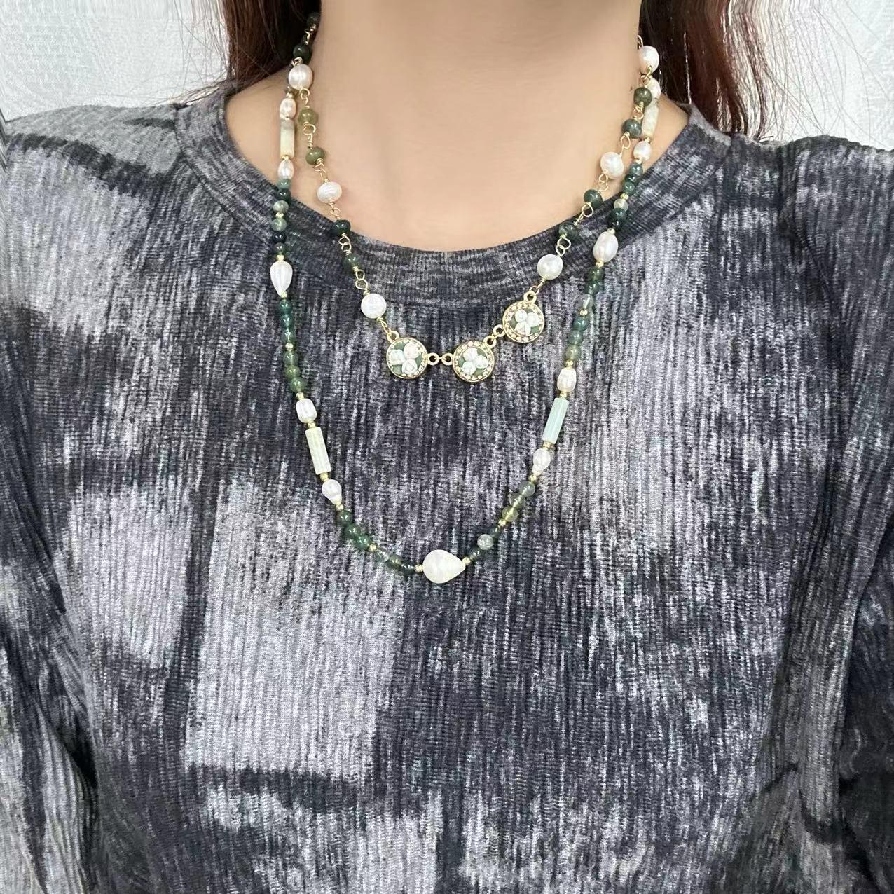 Dark Green Agate & Freshwater Pearl Necklace with 3D Rose Pendant - Women s Fashion Jewelry
Dark Green Agate & Freshwater Pearl Necklace with 3D Rose Pendant - Women s Fashion Jewelry