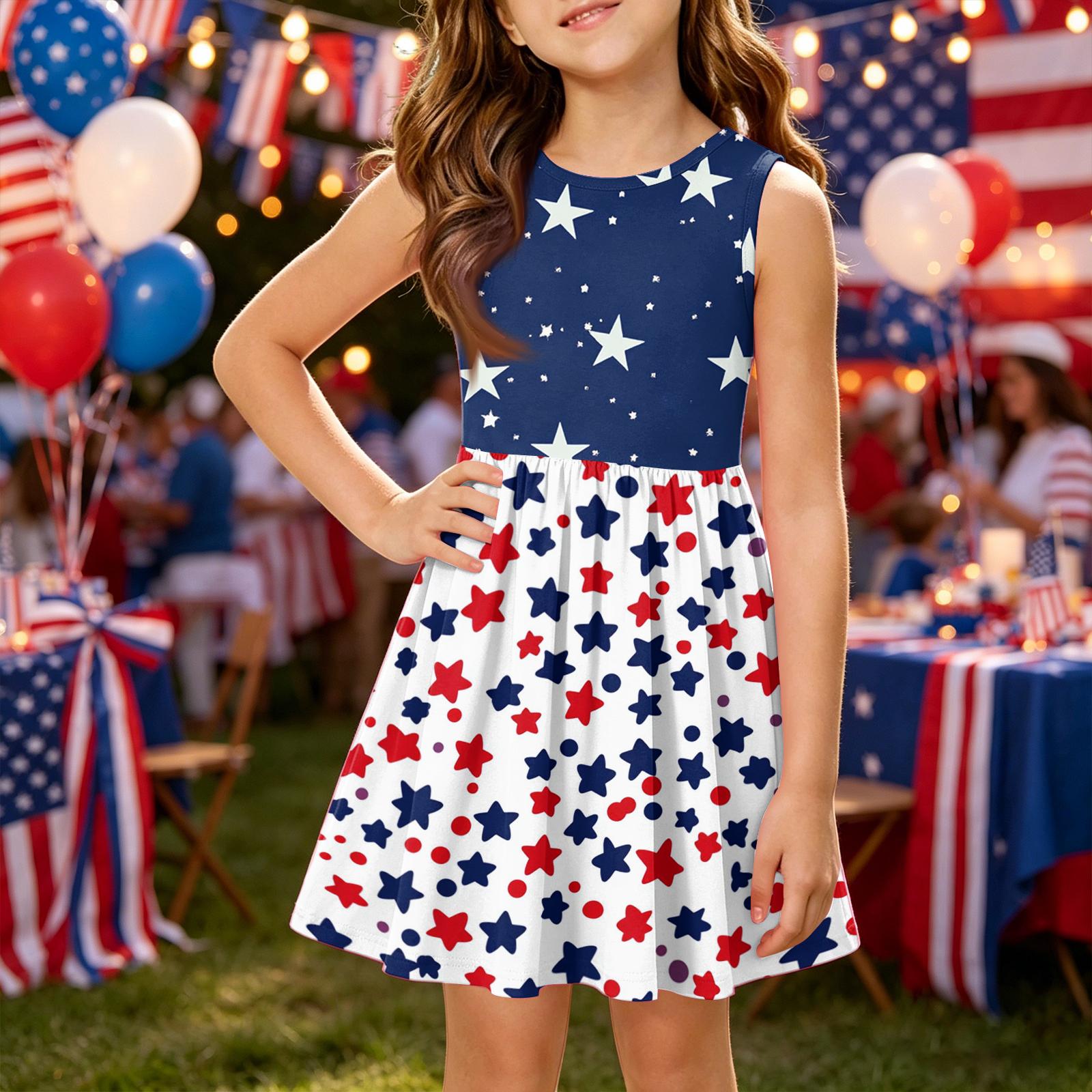 Girls Sleeveless Dress Independence Day Patchwork Star Print Casual Summer Dress for Kids Lightweight Comfortable Fit 120 білий
Girls Sleeveless Dress Independence Day Patchwork Star Print Casual Summer Dress for Kids Lightweight Comfortable Fit 120 білий