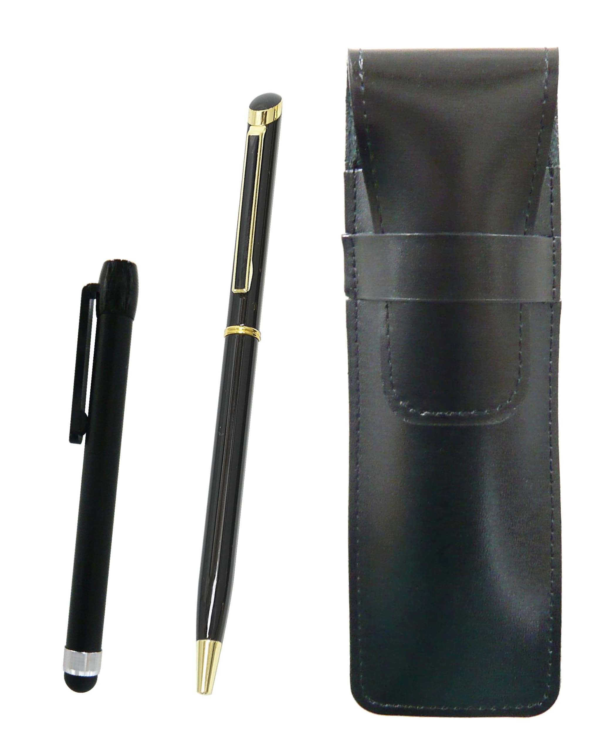 Slim cowhide pencil case black metal touch rod black and epoxy rotating ballpoint pen set black ASB-ALB-WD002-B
Slim cowhide pencil case black metal touch rod black and epoxy rotating ballpoint pen set black ASB-ALB-WD002-B