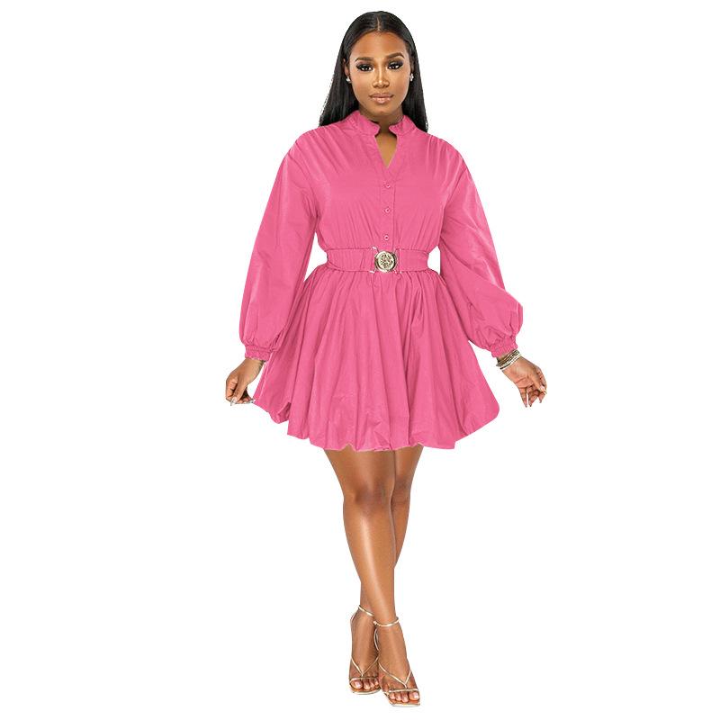 Spring/Summer Solid Color Belted Stand Collar Long Sleeve Short Dress - European & American Women s Fashion Large розы красного
Spring/Summer Solid Color Belted Stand Collar Long Sleeve Short Dress - European & American Women s Fashion Large розы красного