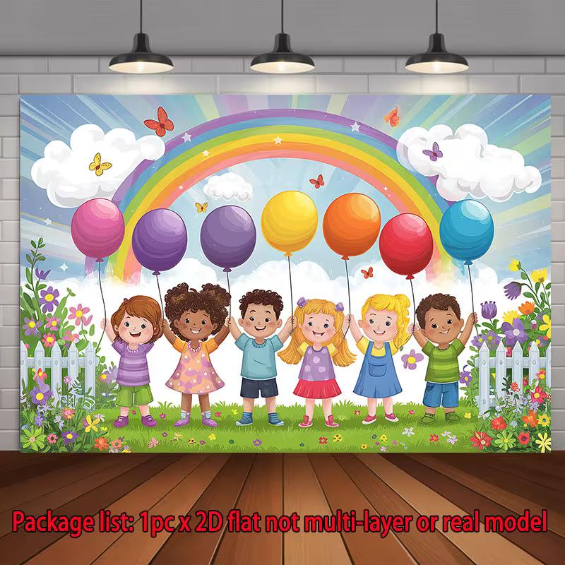2D Kids Birthday Backdrop Multicultural Children with Rainbow Photography Background 47.2x31.5inch/120*80cm
2D Kids Birthday Backdrop Multicultural Children with Rainbow Photography Background 47.2x31.5inch/120*80cm