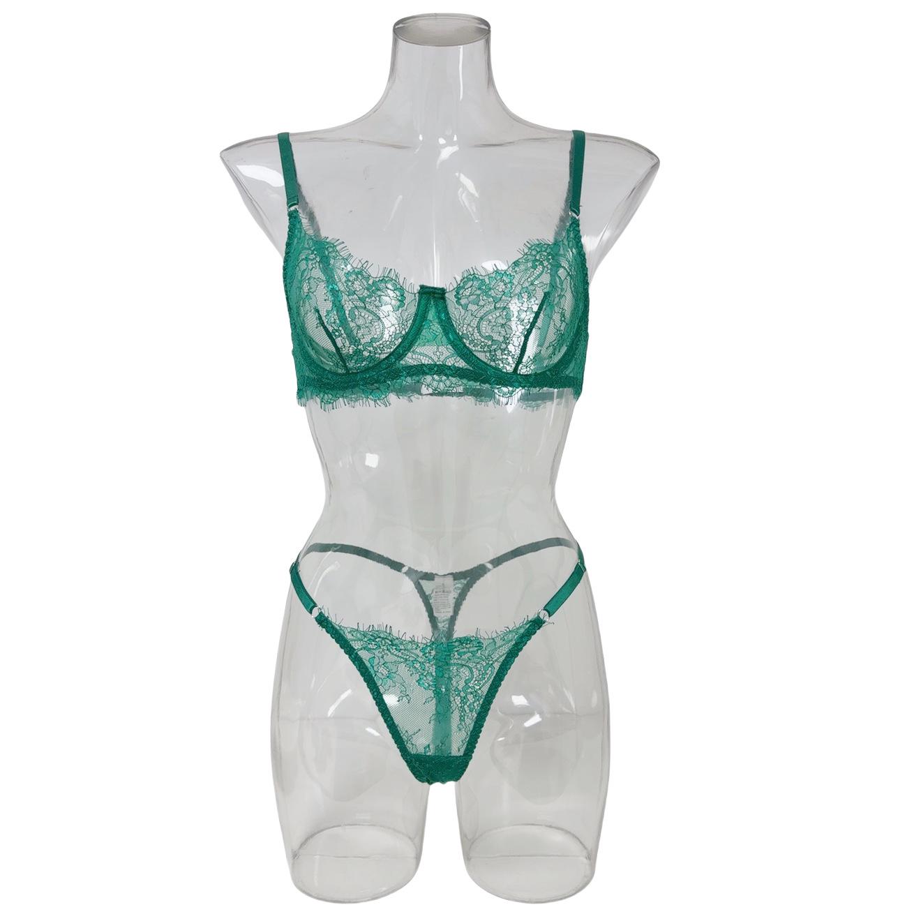 Прозорий мереживний комплект бюстгальтера та стрінгів для пишних грудей Large зелений
Прозорий мереживний комплект бюстгальтера та стрінгів для пишних грудей Large зелений