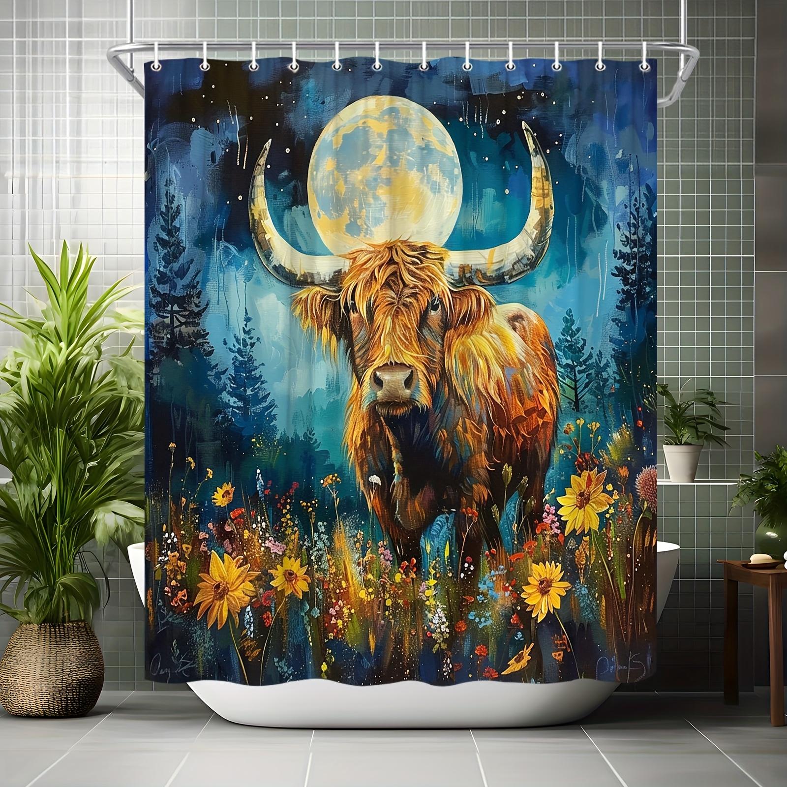 Mystical Highland Cow Bath Curtain - Moonlit Forest & Wildflowers, Waterproof Home Decor Adds Artistic Charm to Your Bathroom W90XH180cm
Mystical Highland Cow Bath Curtain - Moonlit Forest & Wildflowers, Waterproof Home Decor Adds Artistic Charm to Your Bathroom W90XH180cm