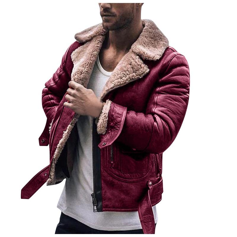 Faux leather velvet men s jacket European thickened zipper jacket fur integrated contrasting colors S
Faux leather velvet men s jacket European thickened zipper jacket fur integrated contrasting colors S