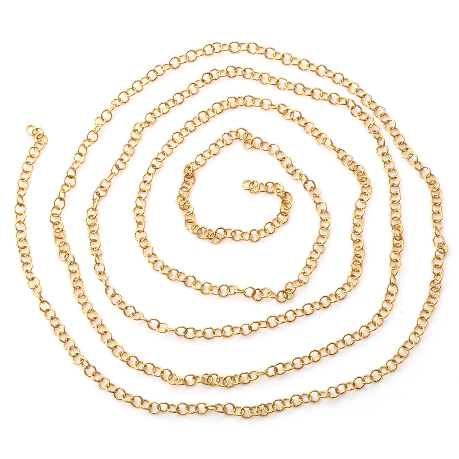 1 Meter 304 Stainless Steel Open Rolo Chain Circle For Handmade DIY Jewelry Making Findings 18K Gold Plated Necklace Bracelet
1 Meter 304 Stainless Steel Open Rolo Chain Circle For Handmade DIY Jewelry Making Findings 18K Gold Plated Necklace Bracelet