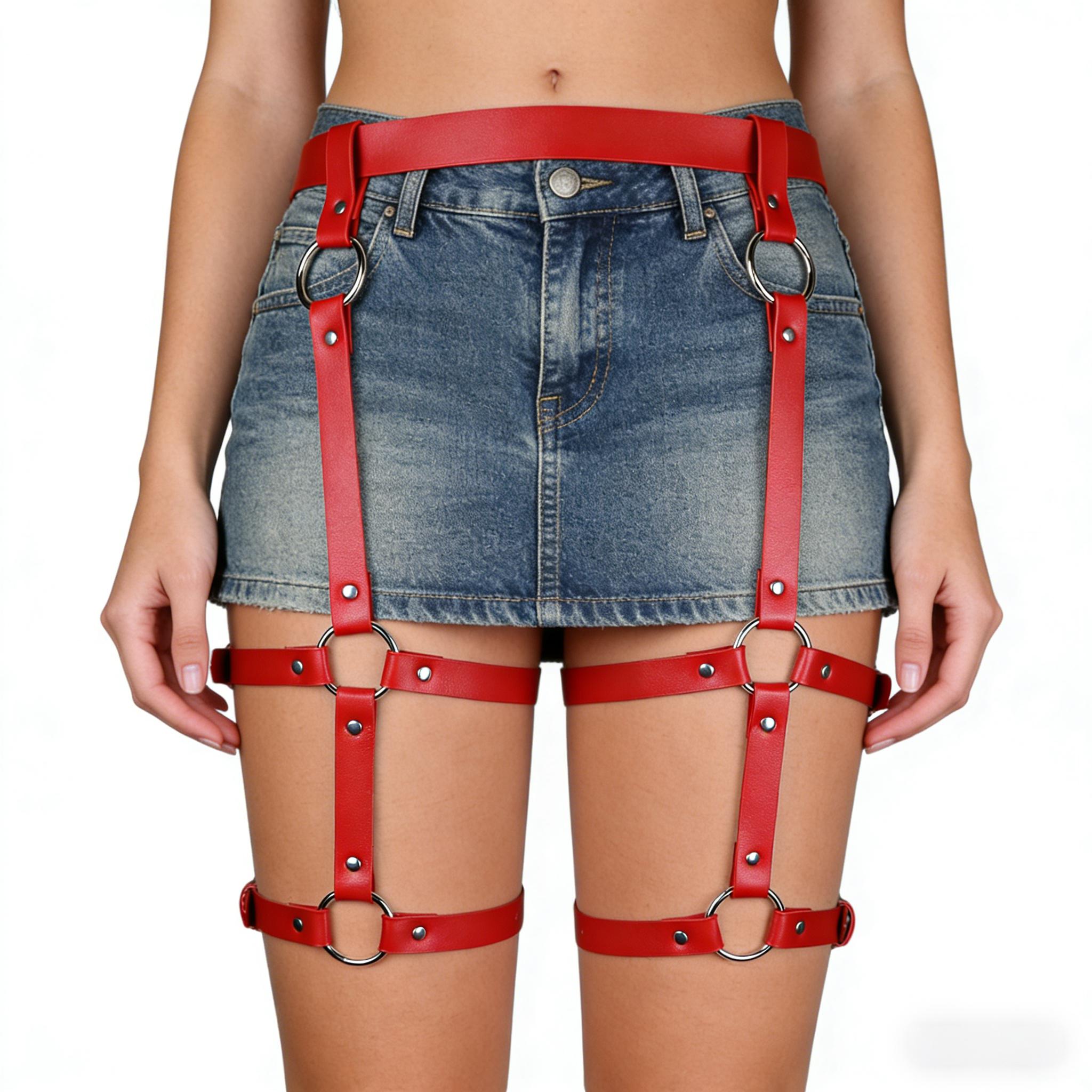 Women S Stylish PU Thigh-High Garters with Adjustable Buckle Design And Circular Ring Connection,For Music Festival Club Outfits
Women S Stylish PU Thigh-High Garters with Adjustable Buckle Design And Circular Ring Connection,For Music Festival Club Outfits