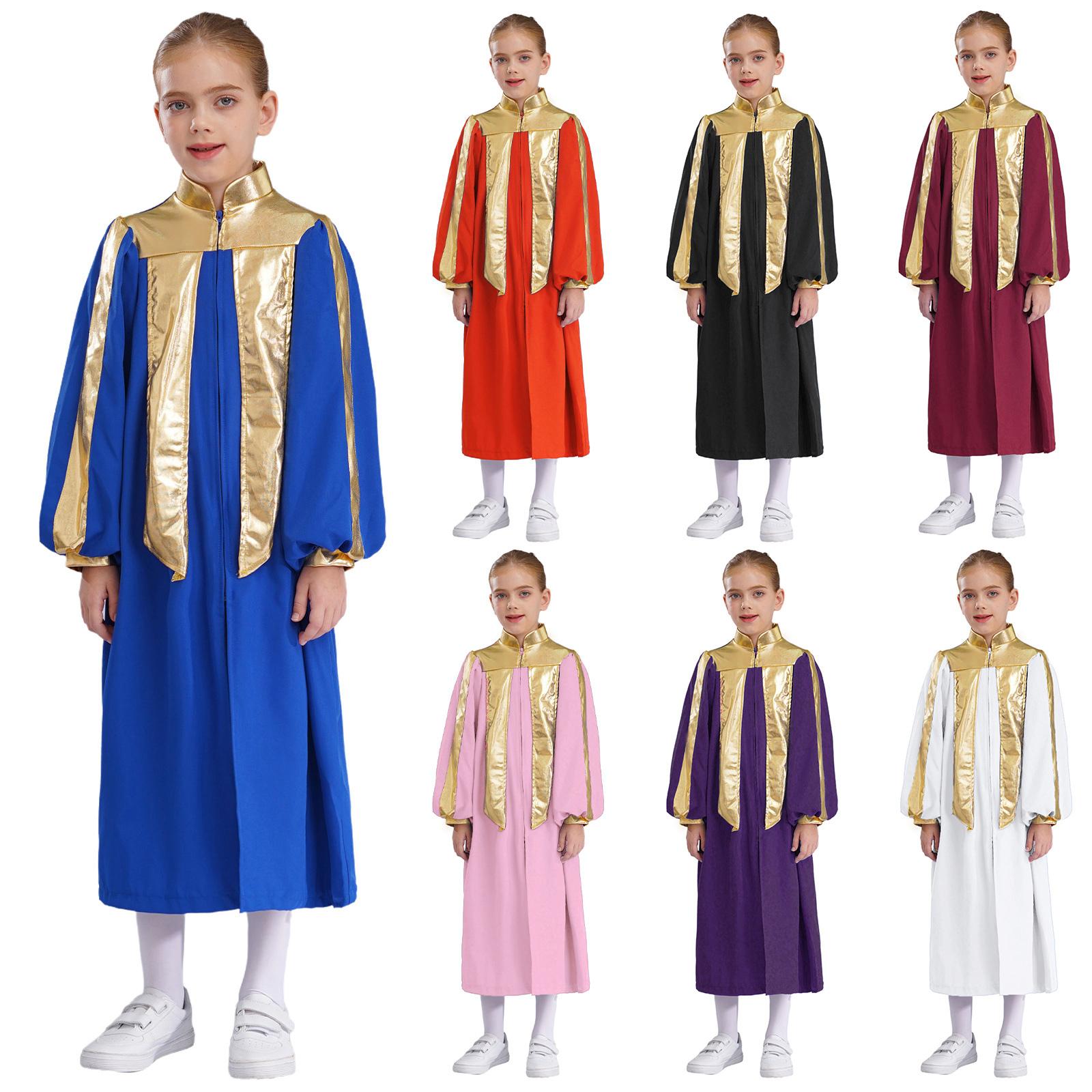 Girls Elegant Graduation Gown Halloween Costume Featuring Color Block Design Stand Collar Long Sleeves Zipper Front Closure Choir Robe 5-6 Years синій
Girls Elegant Graduation Gown Halloween Costume Featuring Color Block Design Stand Collar Long Sleeves Zipper Front Closure Choir Robe 5-6 Years синій