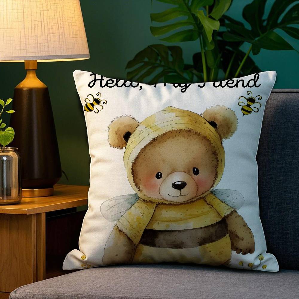 Cute Accompany Children Teddy Bear Pillow Case Plush Linen Soft Double Sided Printed Design Throw Cushion Decorative Home 12x12Inch
Cute Accompany Children Teddy Bear Pillow Case Plush Linen Soft Double Sided Printed Design Throw Cushion Decorative Home 12x12Inch