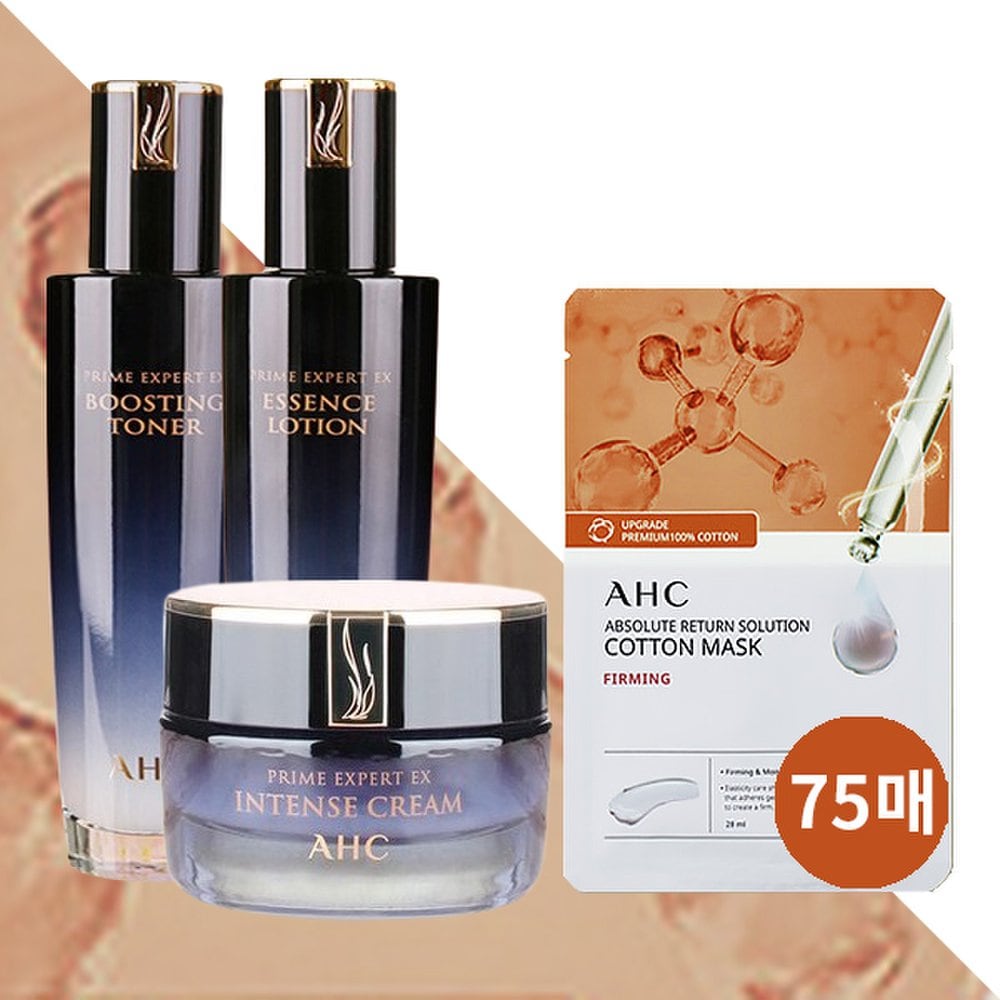 AHC Prime Expert EX 3 types toner + lotion + cream + absolute return solution pure cotton mask firming 75 sheets
AHC Prime Expert EX 3 types toner + lotion + cream + absolute return solution pure cotton mask firming 75 sheets