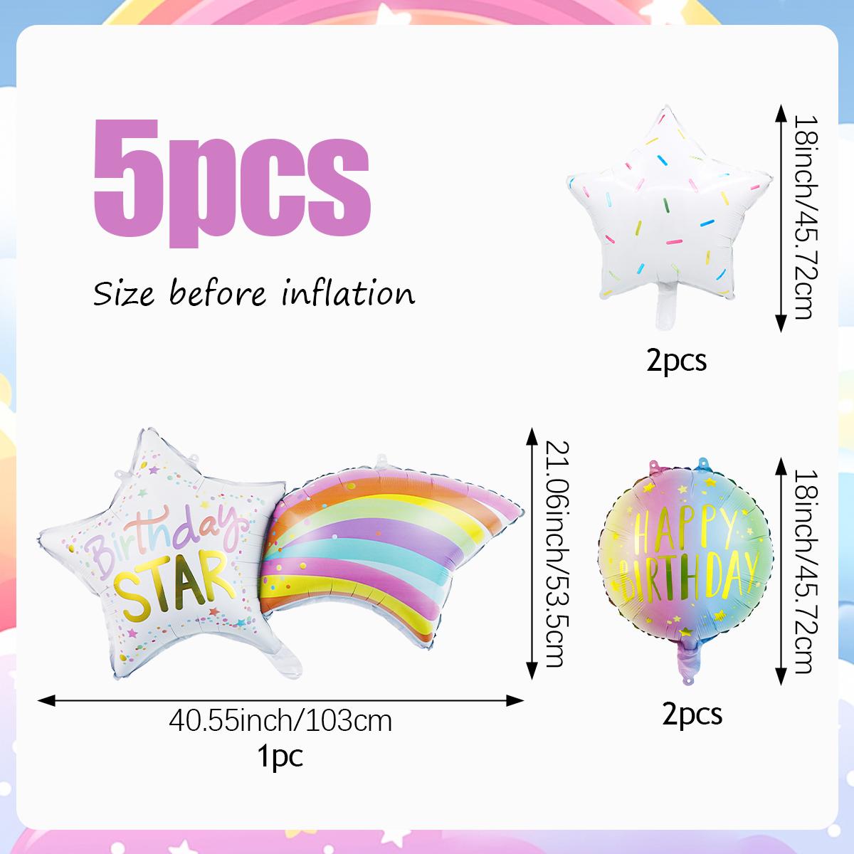5 Pcs Large Rainbow Theme Balloons with 18 Gradient Round Balloons Set Birthday Party Supplies Macaron Birthday Cute Balloons O&18inch
5 Pcs Large Rainbow Theme Balloons with 18 Gradient Round Balloons Set Birthday Party Supplies Macaron Birthday Cute Balloons O&18inch