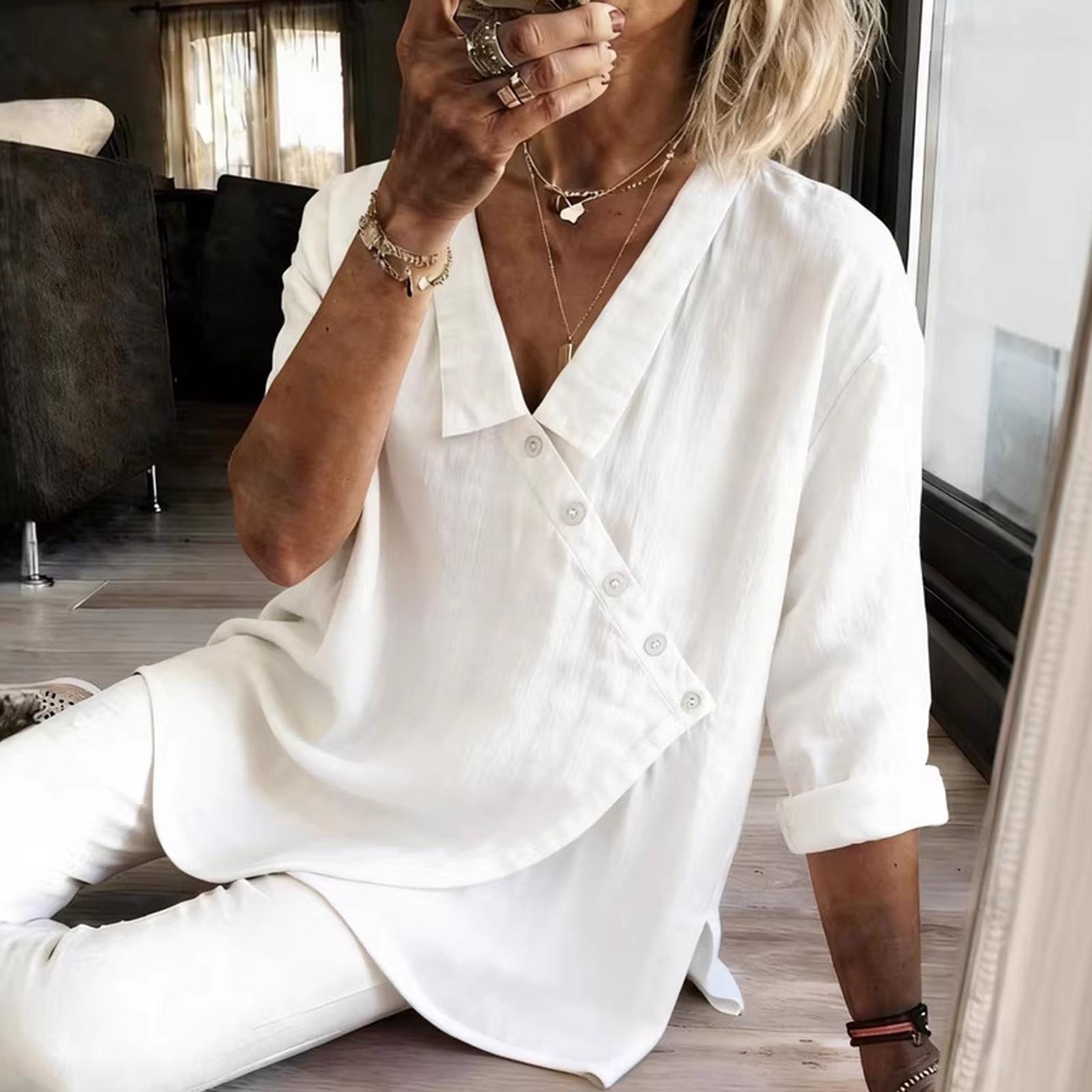 Ladies Casual Loose And Fashionable Long Sleeved Button Top Shirt XL білий
Ladies Casual Loose And Fashionable Long Sleeved Button Top Shirt XL білий