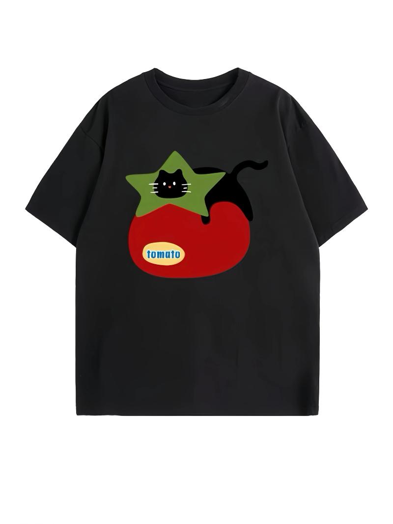 Summer Black Casual Tomato Cat Graphic Printed T-Shirts Round Neck Short Sleeve street Styles Comfortable Women Tops - Men s ... S разноцветный
Summer Black Casual Tomato Cat Graphic Printed T-Shirts Round Neck Short Sleeve street Styles Comfortable Women Tops - Men s ... S разноцветный