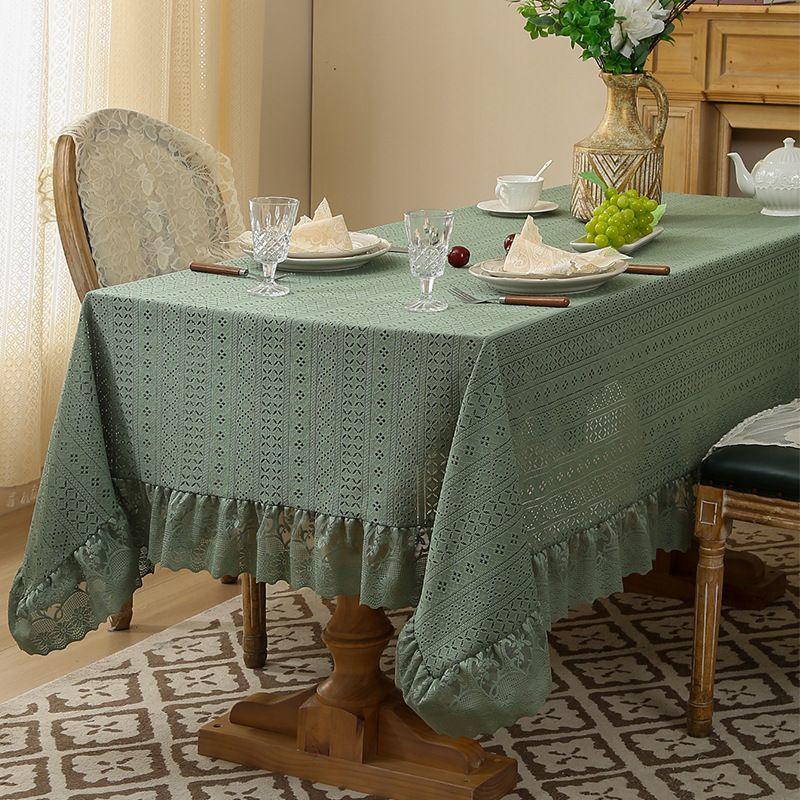 Vintage Coffee Table with Green Hollow Lotus Leaf Edge Lace Tablecloth and Rectangular Dining Table Cloth 140*100
Vintage Coffee Table with Green Hollow Lotus Leaf Edge Lace Tablecloth and Rectangular Dining Table Cloth 140*100