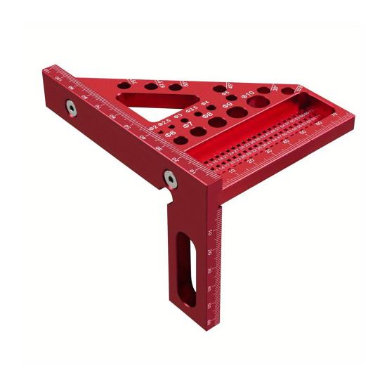 1/2 шт. 3D треугольная линейка из алюминиевого сплава с отверстиями для направляющей дрели, угломерная линейка 45/90, многоугольная измерительная линейка для деревообработки, столярная 1pc