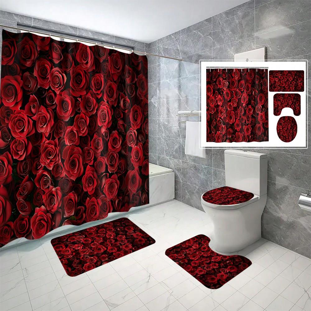 Floral Pattern Shower Curtain Set, Includes Toilet Lid Cover, U-Shape Rug, Waterproof Bathtub Curtain, Bathroom Accessories W60H190(CM)-1 Pcs
Floral Pattern Shower Curtain Set, Includes Toilet Lid Cover, U-Shape Rug, Waterproof Bathtub Curtain, Bathroom Accessories W60H190(CM)-1 Pcs