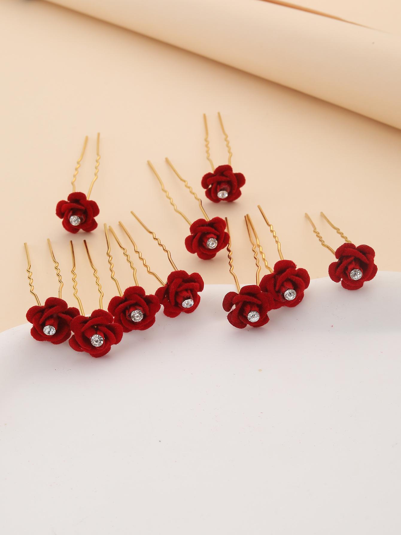 10-Pack U-shaped Hair Clips, Rose and Floral Design, Elegant Princess Style Women/Girls Accessories, Party/Wedding Decoration
10-Pack U-shaped Hair Clips, Rose and Floral Design, Elegant Princess Style Women/Girls Accessories, Party/Wedding Decoration