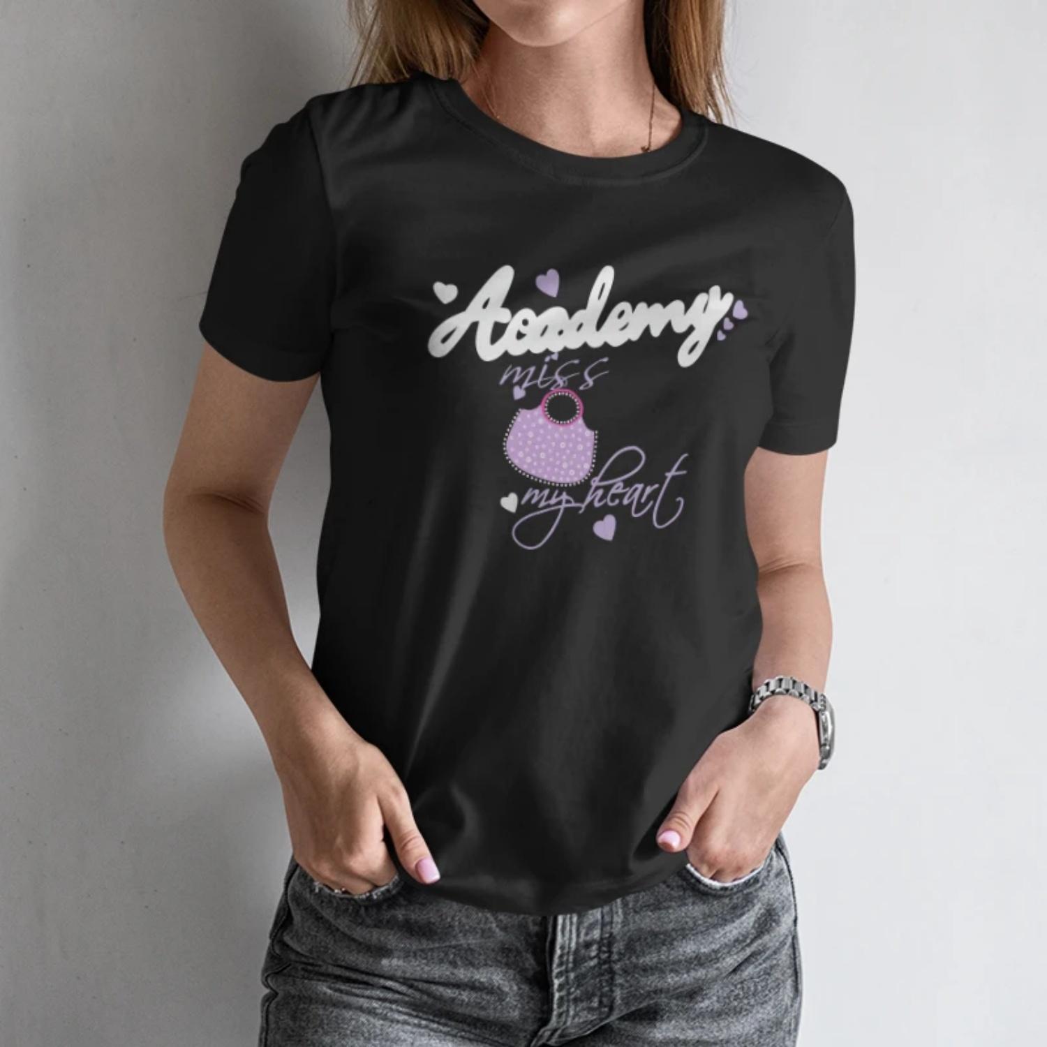 Sweet Women s Short Sleeve T Shirt“Academy Miss My Heart” Bag & Heart Print for a Nostalgic Summer S чёрный
Sweet Women s Short Sleeve T Shirt“Academy Miss My Heart” Bag & Heart Print for a Nostalgic Summer S чёрный
