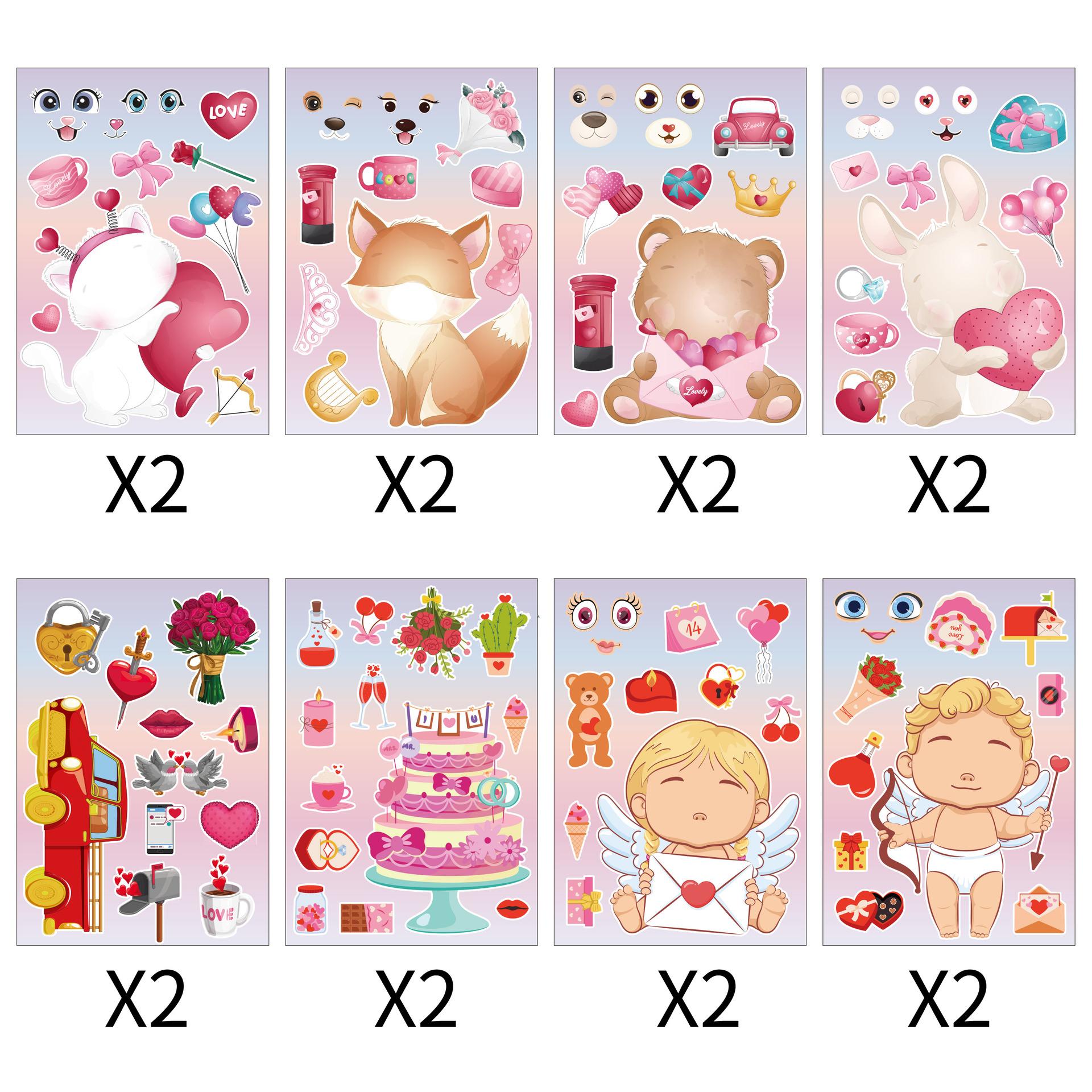 Valentine s Day Cute Cartoon Animal Heart Face Swap Stickers for Kids DIY Creative Fun 11x16cm*16pcs різнокольоровий
Valentine s Day Cute Cartoon Animal Heart Face Swap Stickers for Kids DIY Creative Fun 11x16cm*16pcs різнокольоровий