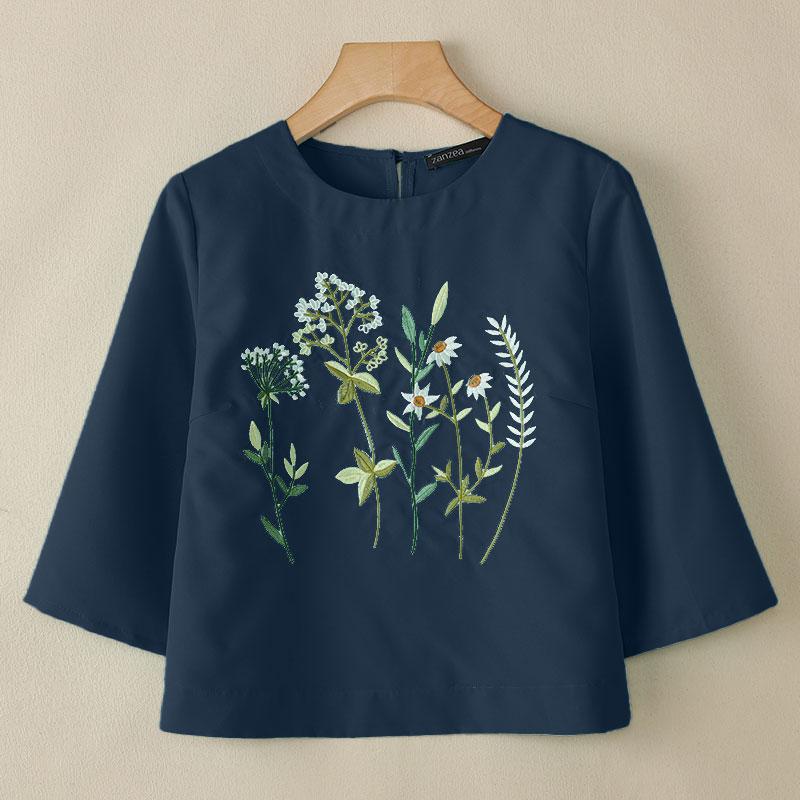 ZANZEA Women Casual Round Neck 3/4 Sleeve Loose Embroidery Blouse 4XL тёмно-синий
ZANZEA Women Casual Round Neck 3/4 Sleeve Loose Embroidery Blouse 4XL тёмно-синий