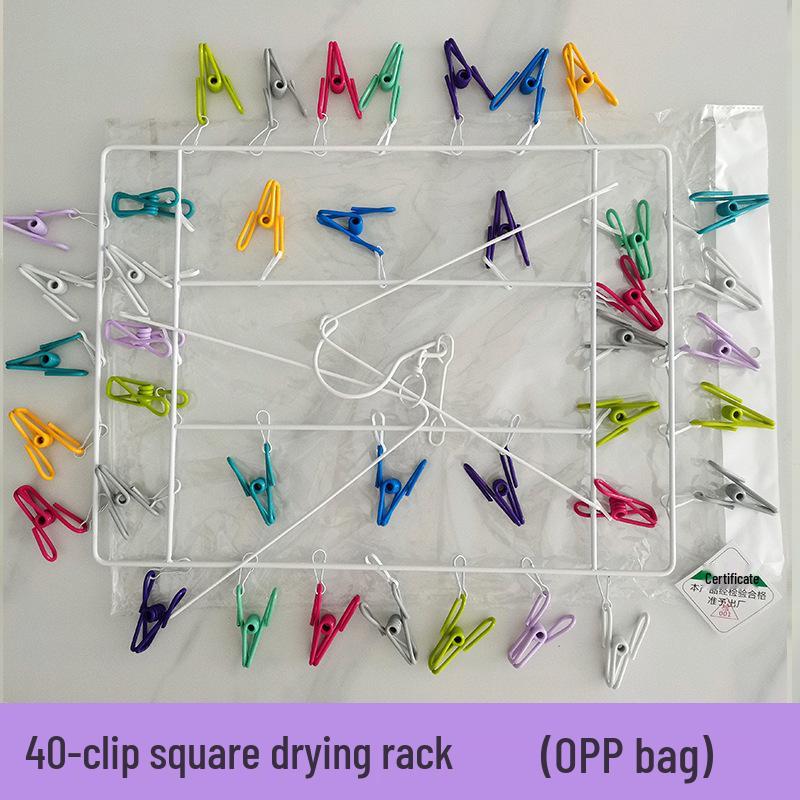 40-Clip Windproof Drying Rack: Multifunctional Hanger for Socks, Underwear, and Clothes, Square Design OPP Bag Packaging
40-Clip Windproof Drying Rack: Multifunctional Hanger for Socks, Underwear, and Clothes, Square Design OPP Bag Packaging