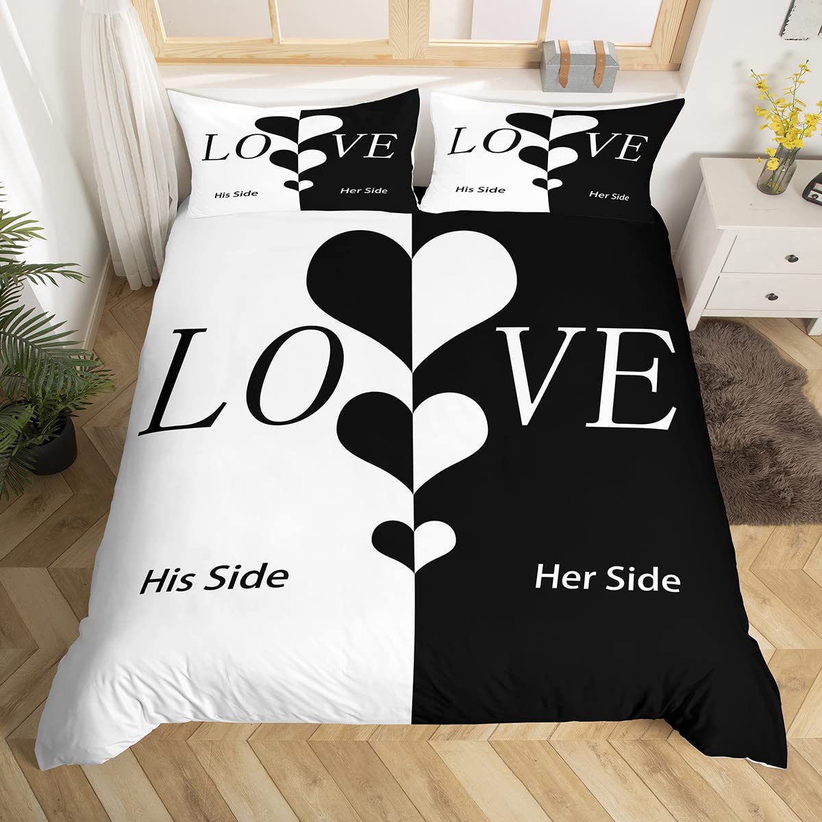 Cat Side And My Side Duvet Cover Set Queen Size Black White Cat Bedding Set Modern Romantic Theme Comforter Cover Set For Couple EU single(135x200cm)
Cat Side And My Side Duvet Cover Set Queen Size Black White Cat Bedding Set Modern Romantic Theme Comforter Cover Set For Couple EU single(135x200cm)