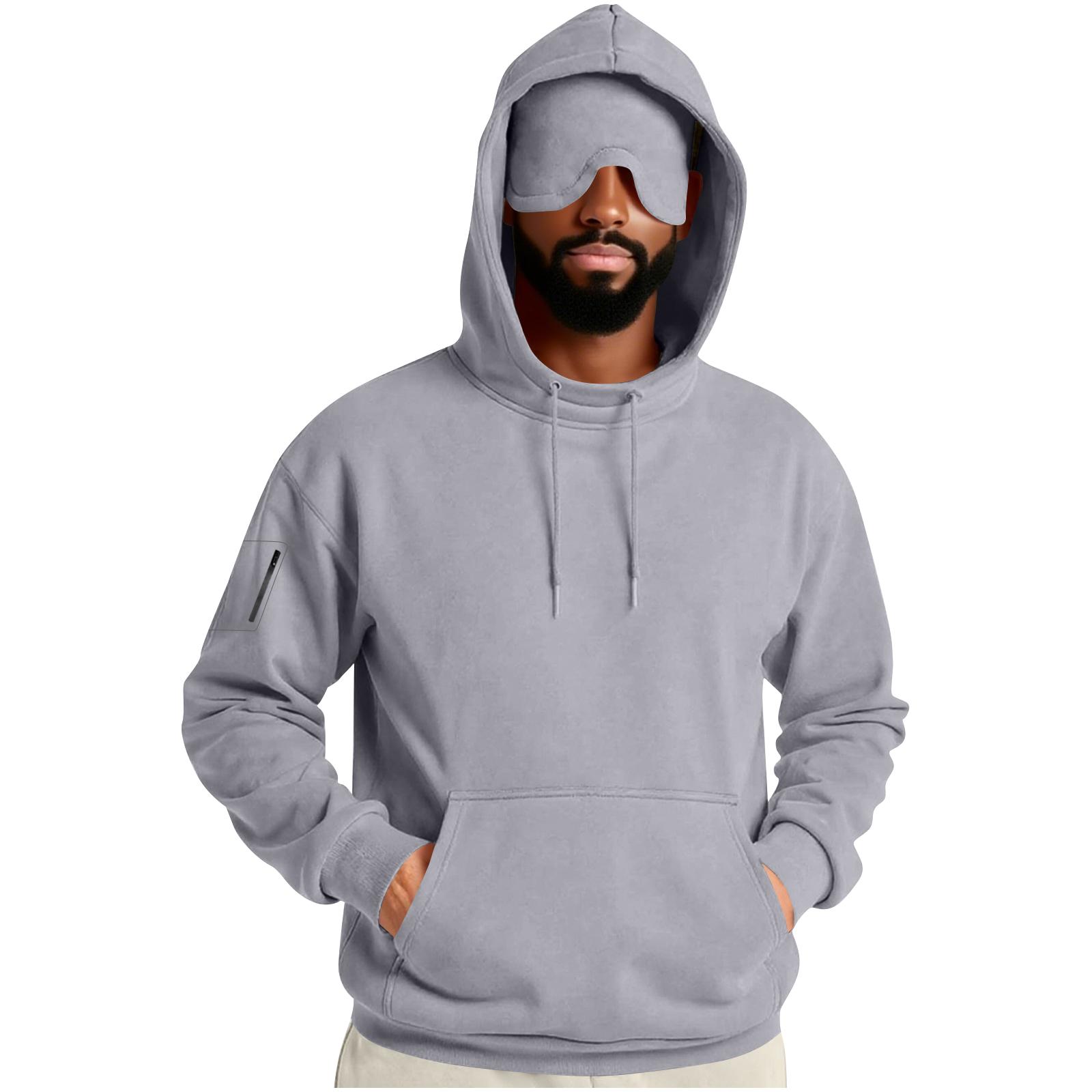 Men s Solid Color Sleeve Pocket Eye Mask Pocket Hooded Sweatshirt S
Men s Solid Color Sleeve Pocket Eye Mask Pocket Hooded Sweatshirt S