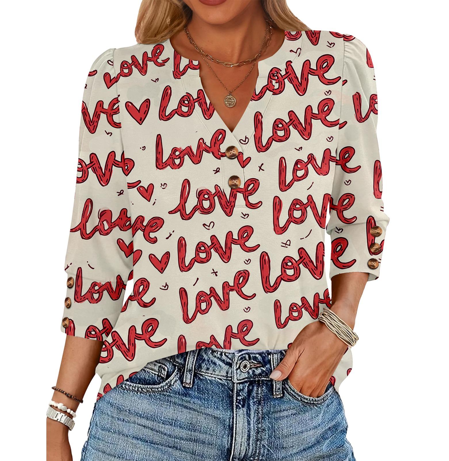 women s loose 7,inch sleeve top with heart print L червоний
women s loose 7,inch sleeve top with heart print L червоний