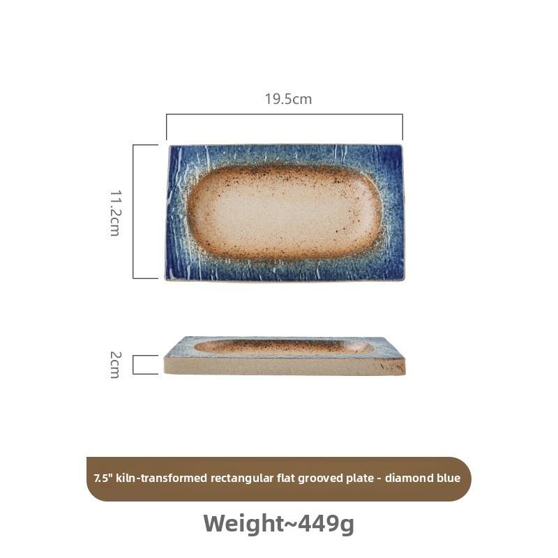 Kiln Change Rectangular Flat Groove Plate Underglaze Ceramic Retro Tableware Hotel Restaurant Dish
Kiln Change Rectangular Flat Groove Plate Underglaze Ceramic Retro Tableware Hotel Restaurant Dish