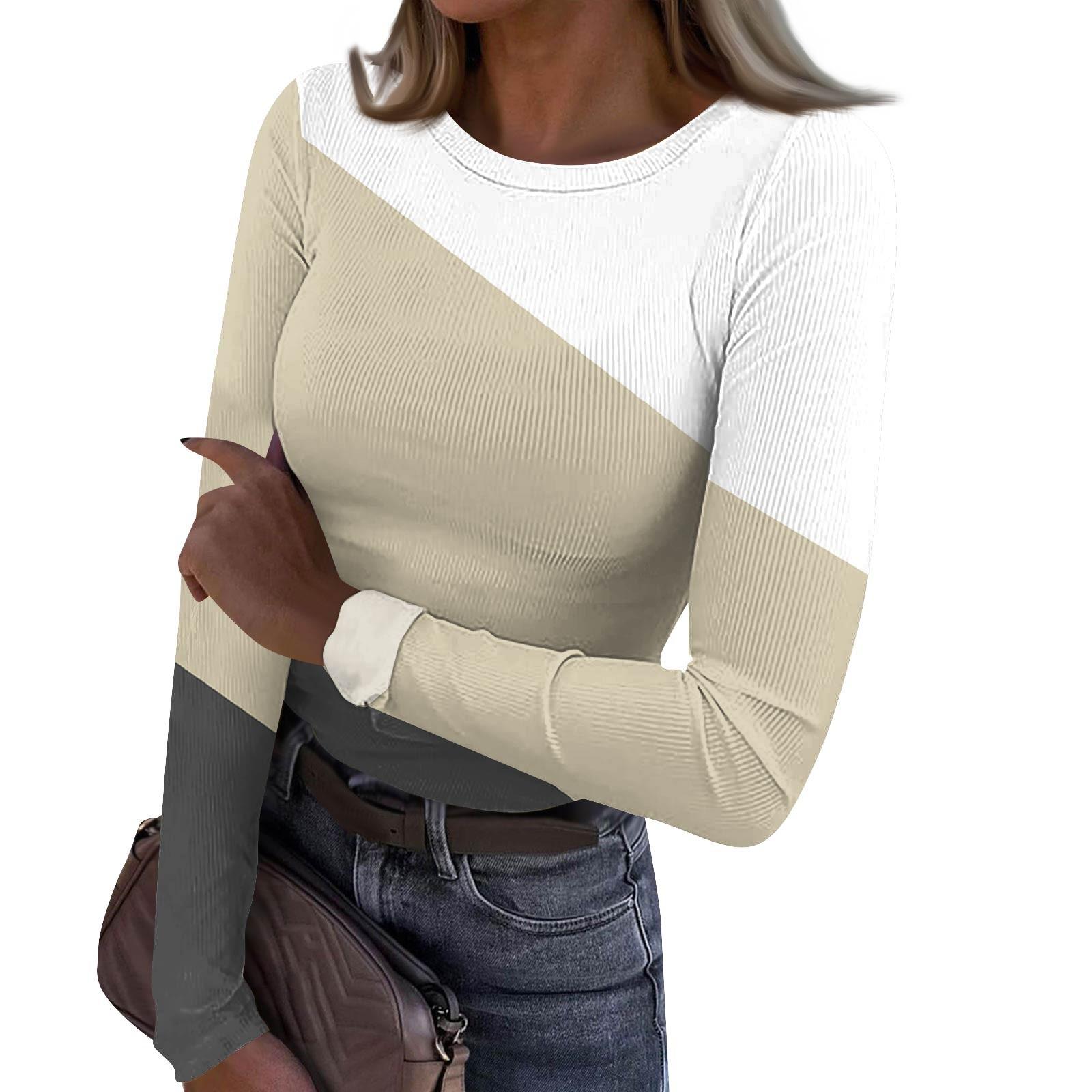 Женская и зимняя футболка с тонким низом, модная повседневная футболка с градиентным принтом и круглым вырезом, пуловер с длинным рукавом S хаки
Женская и зимняя футболка с тонким низом, модная повседневная футболка с градиентным принтом и круглым вырезом, пуловер с длинным рукавом S хаки