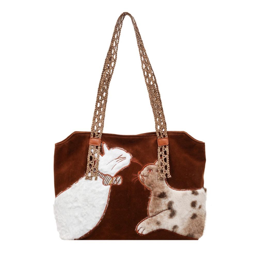 Funny Y2k Embroidery Cat Tote Bag Preppy Style Cute Suede Shoulder Bag Cartoon Lightweight Handbag Women коричневий
Funny Y2k Embroidery Cat Tote Bag Preppy Style Cute Suede Shoulder Bag Cartoon Lightweight Handbag Women коричневий