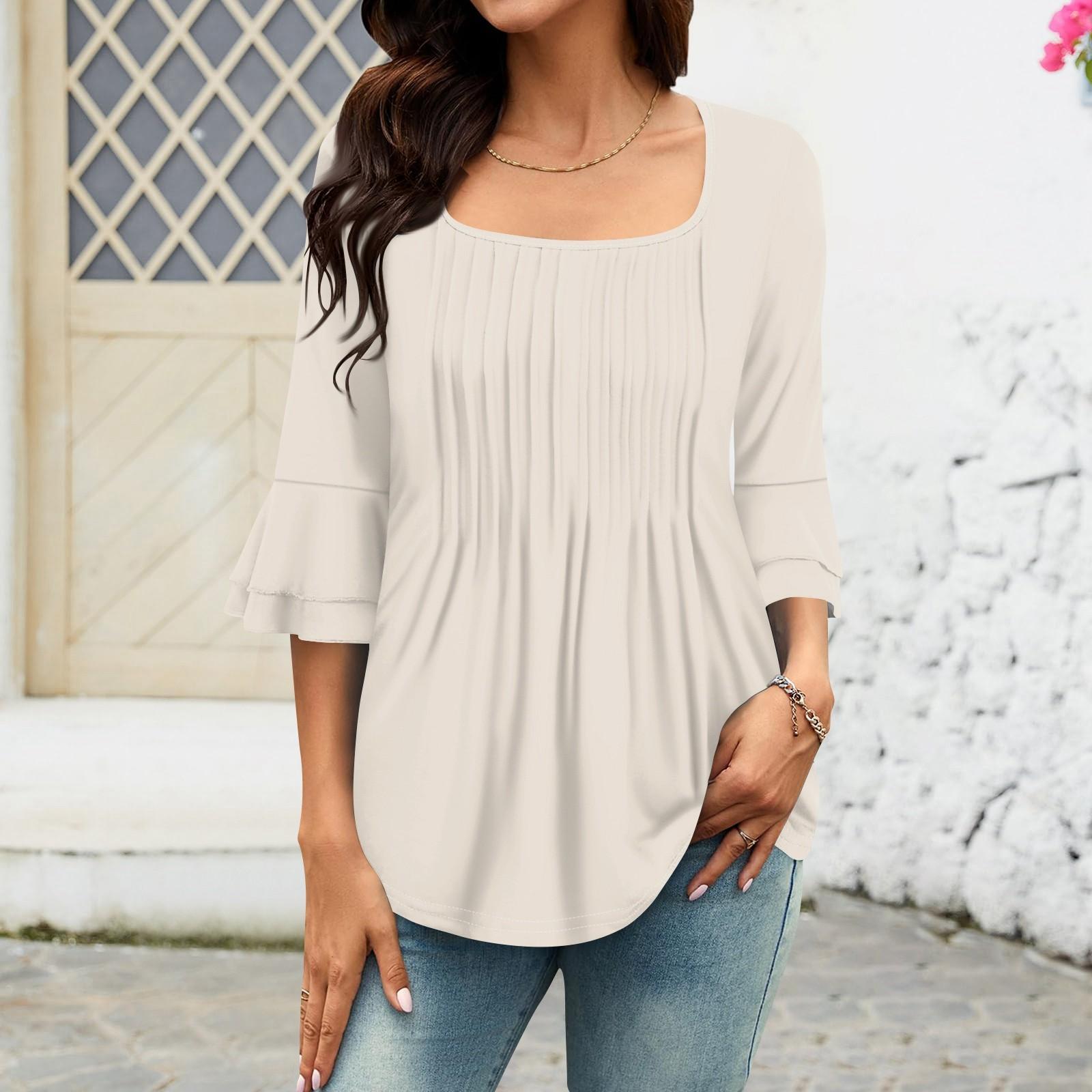 Женские рубашки с рукавами 3/4, топы, нарядные повседневные блузки, плиссированные топы-туники с квадратным вырезом и вырезом XL бежевый
Женские рубашки с рукавами 3/4, топы, нарядные повседневные блузки, плиссированные топы-туники с квадратным вырезом и вырезом XL бежевый