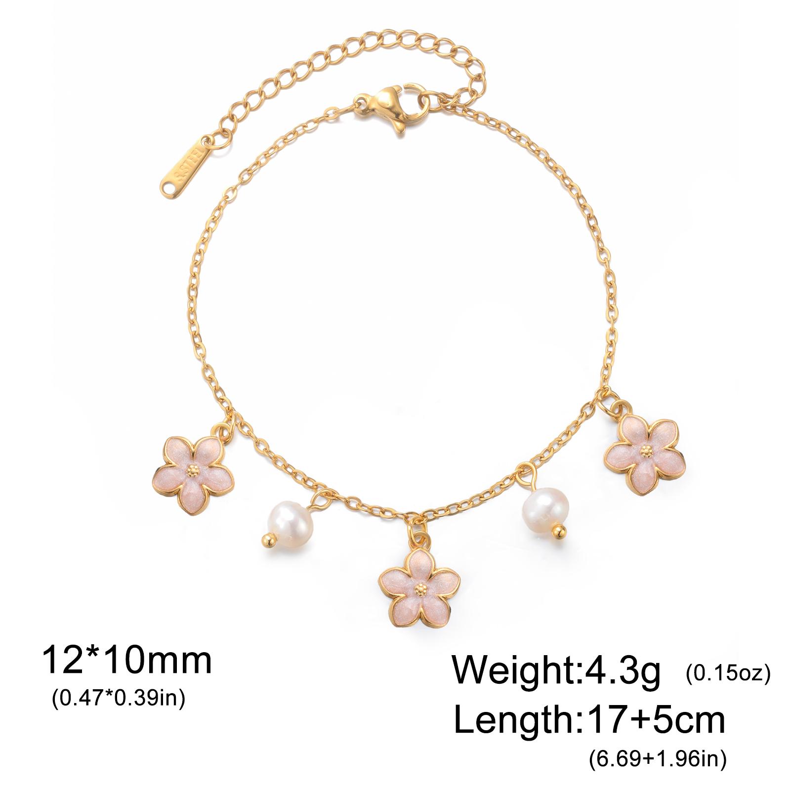 Teamer Enamel Flower Pearl Zircon Pendant Charms Bracelet Stainless Steel For Women Girls Fashion Romantic Jewelry Birthday Gift 22cm
Teamer Enamel Flower Pearl Zircon Pendant Charms Bracelet Stainless Steel For Women Girls Fashion Romantic Jewelry Birthday Gift 22cm